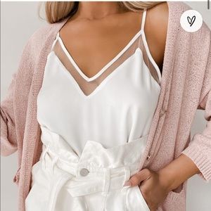 NWOT Lulus Sweet Fling White Mesh Tank Top size Small (SM)